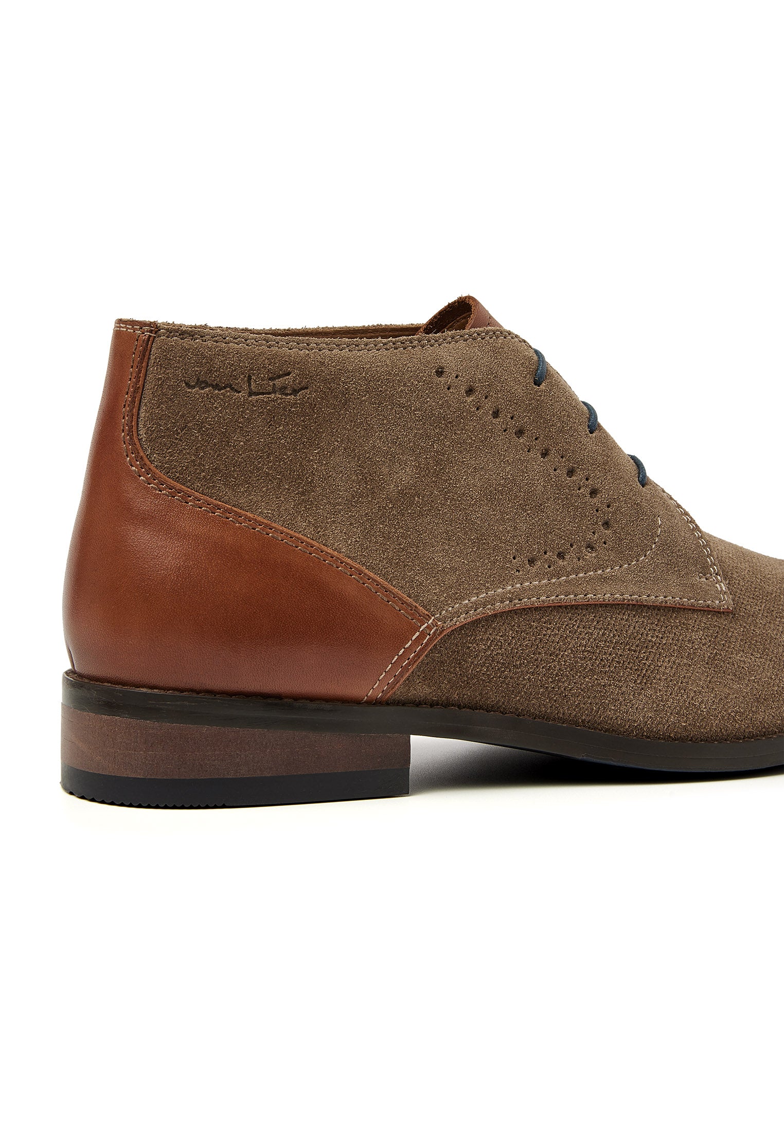 Taupe suede Vienna mid-top lace-up shoe
