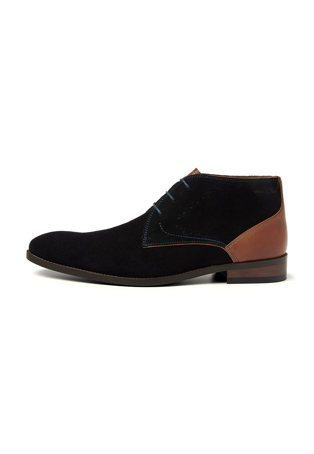Navy suede Vienna mid-top lace-up shoe
