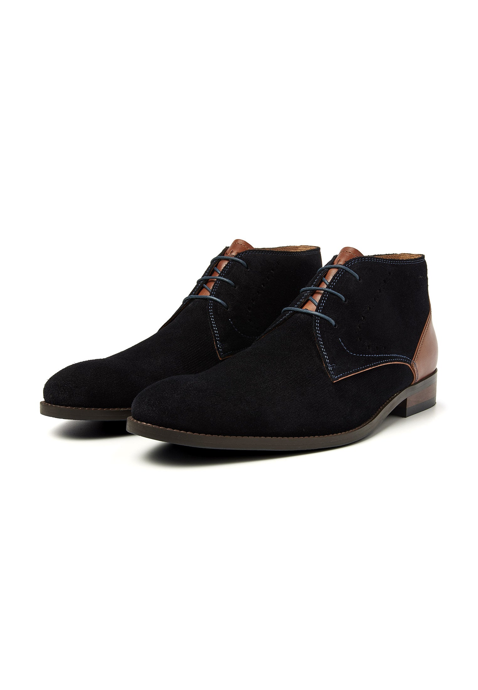 Navy suede Vienna mid-top lace-up shoe