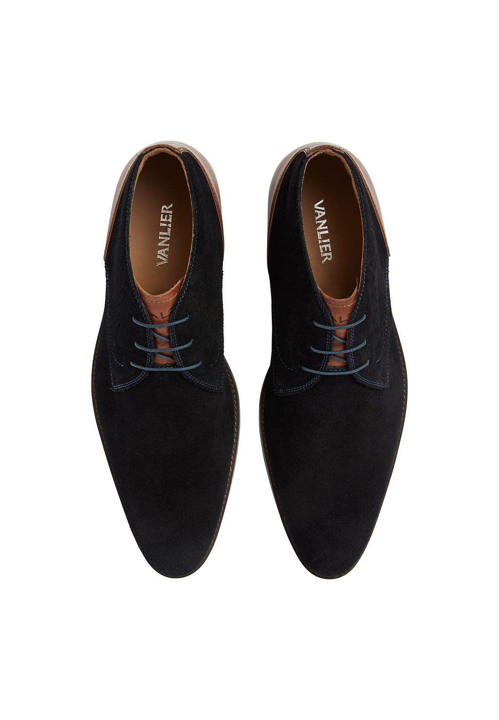 Navy suede Vienna mid-top lace-up shoe