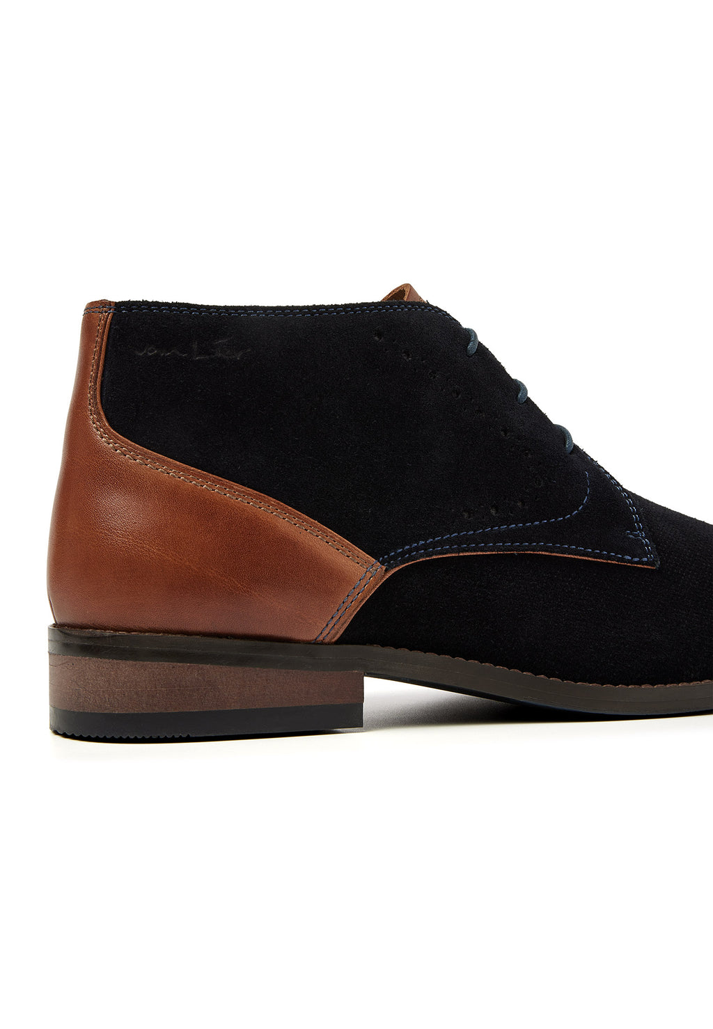 Navy suede Vienna mid-top lace-up shoe