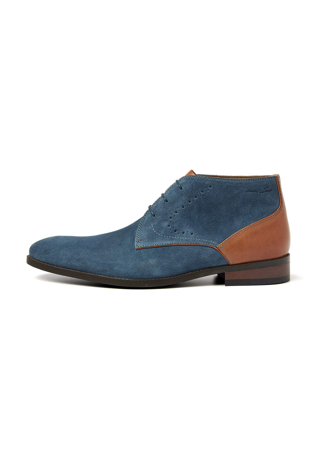 Blue suede Vienna mid-top lace-up shoe