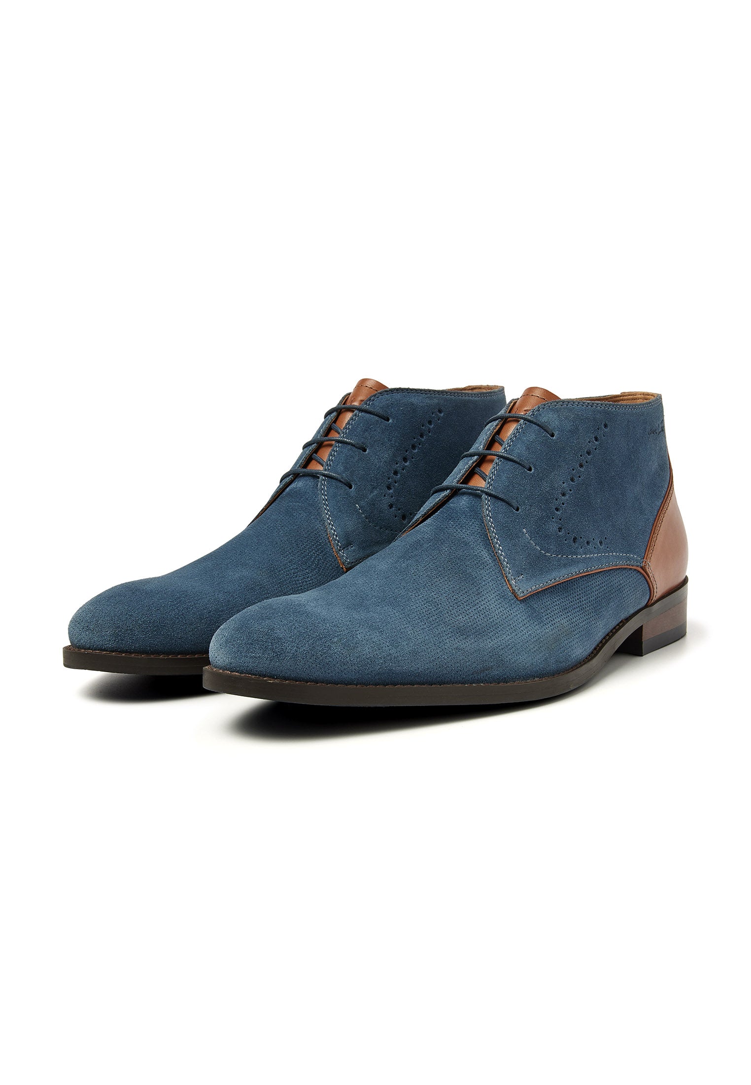 Blue suede Vienna mid-top lace-up shoe