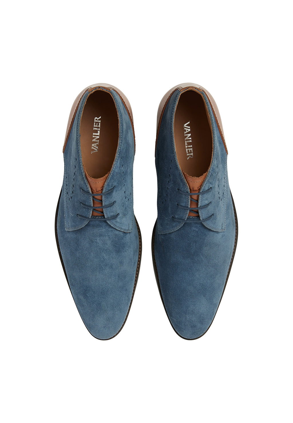Blue suede Vienna mid-top lace-up shoe