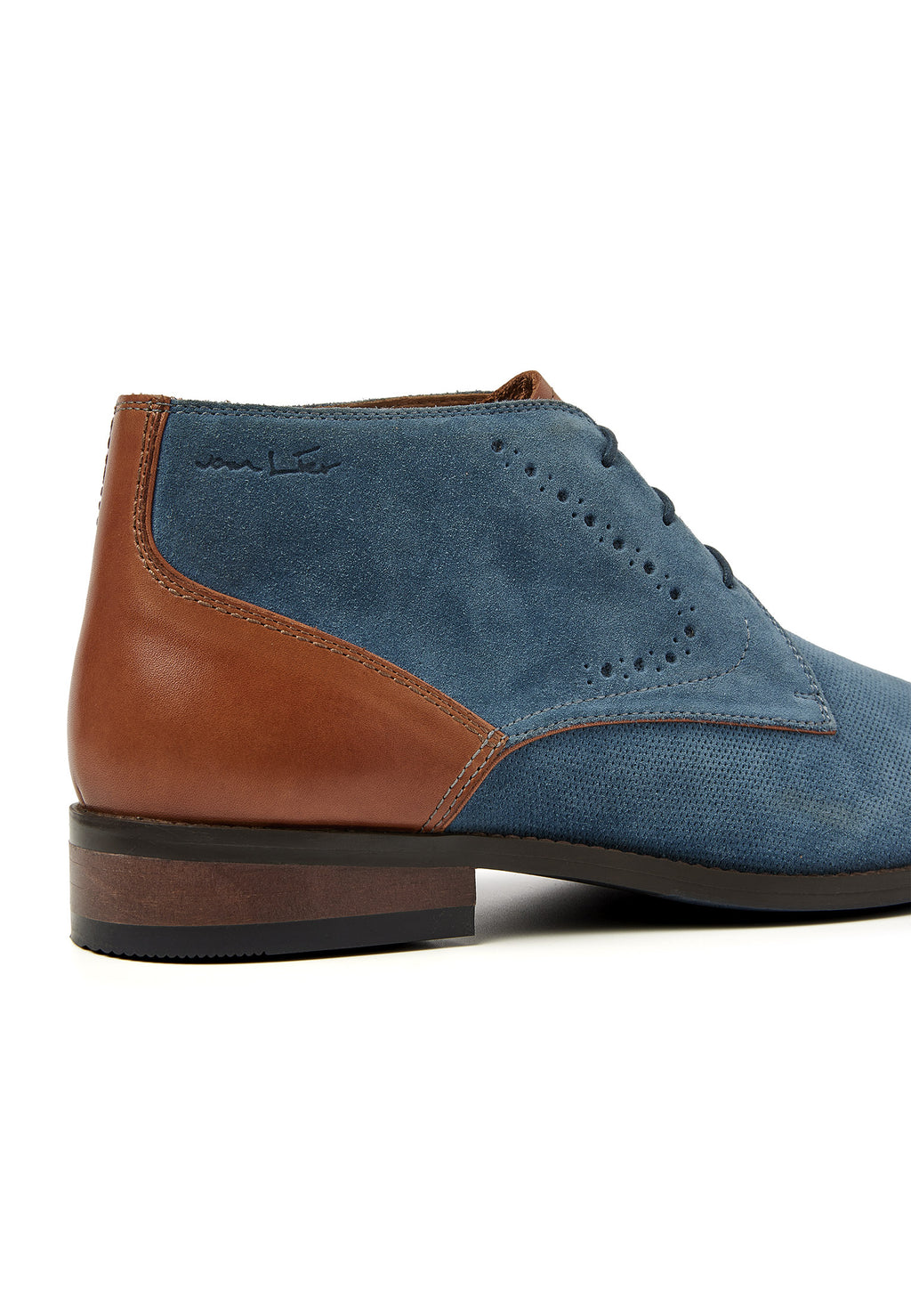 Blue suede Vienna mid-top lace-up shoe