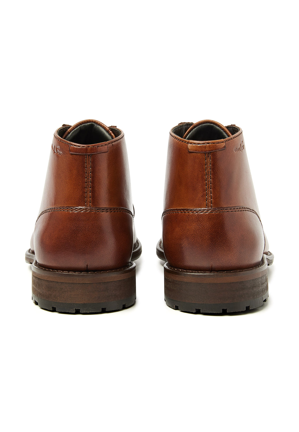 Cognac gladleren Montana halfhoge veterschoen