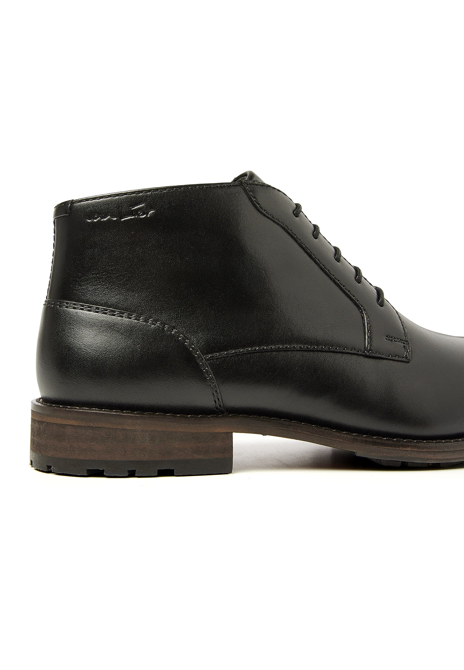 Zwart gladleren Montana halfhoge veterschoen