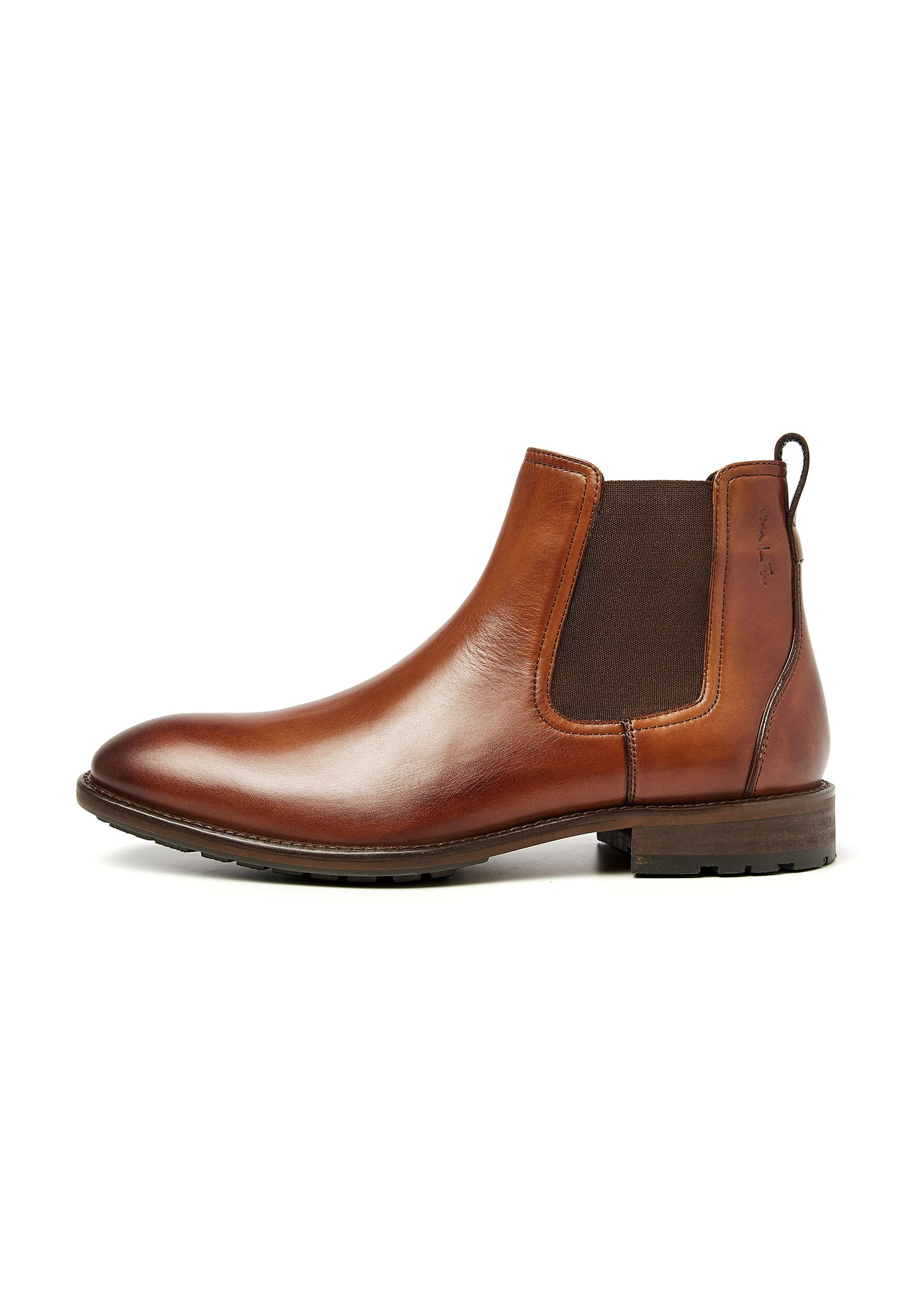 Cognac gladleren Montana chelsea boot