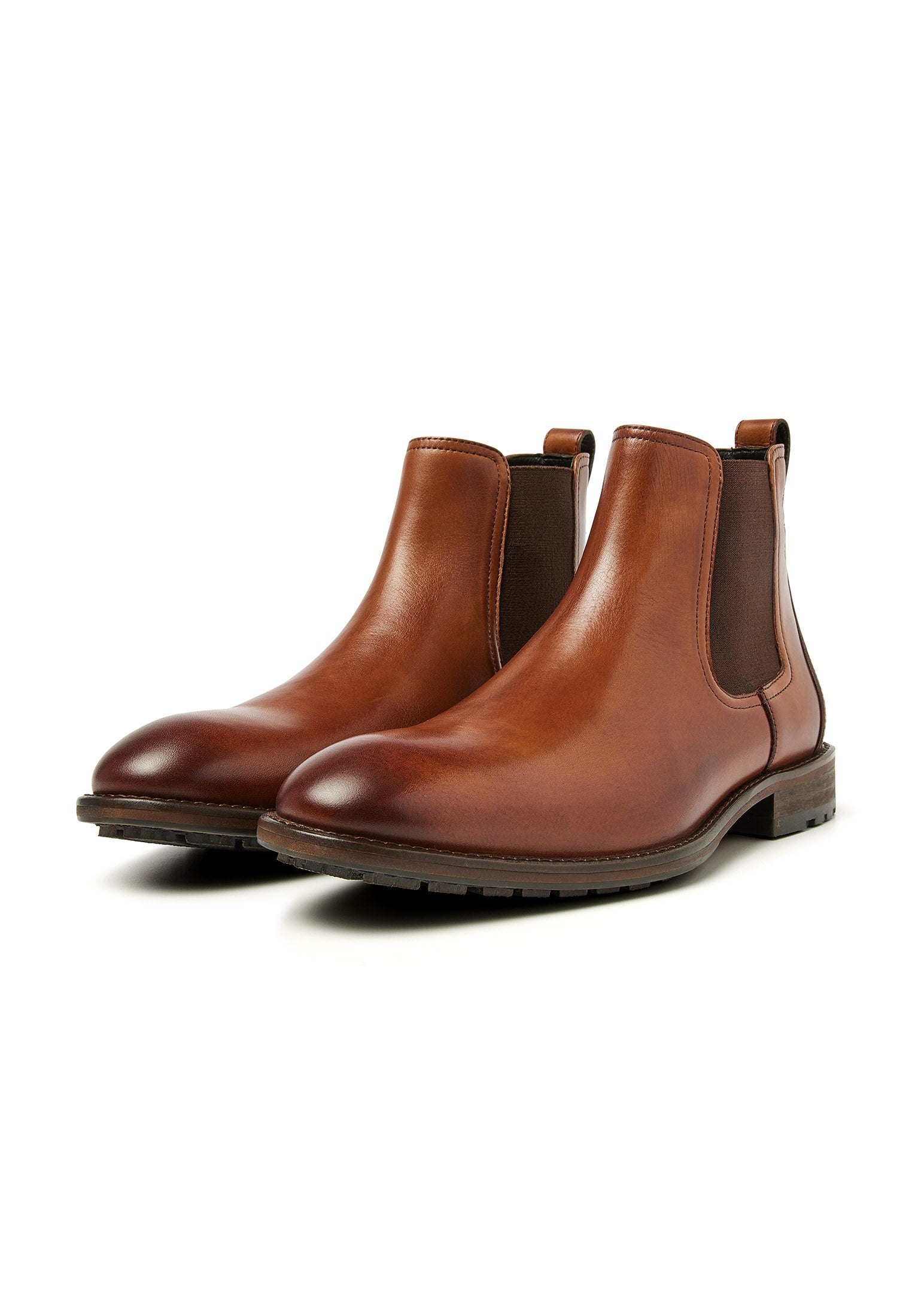 Cognac gladleren Montana chelsea boot
