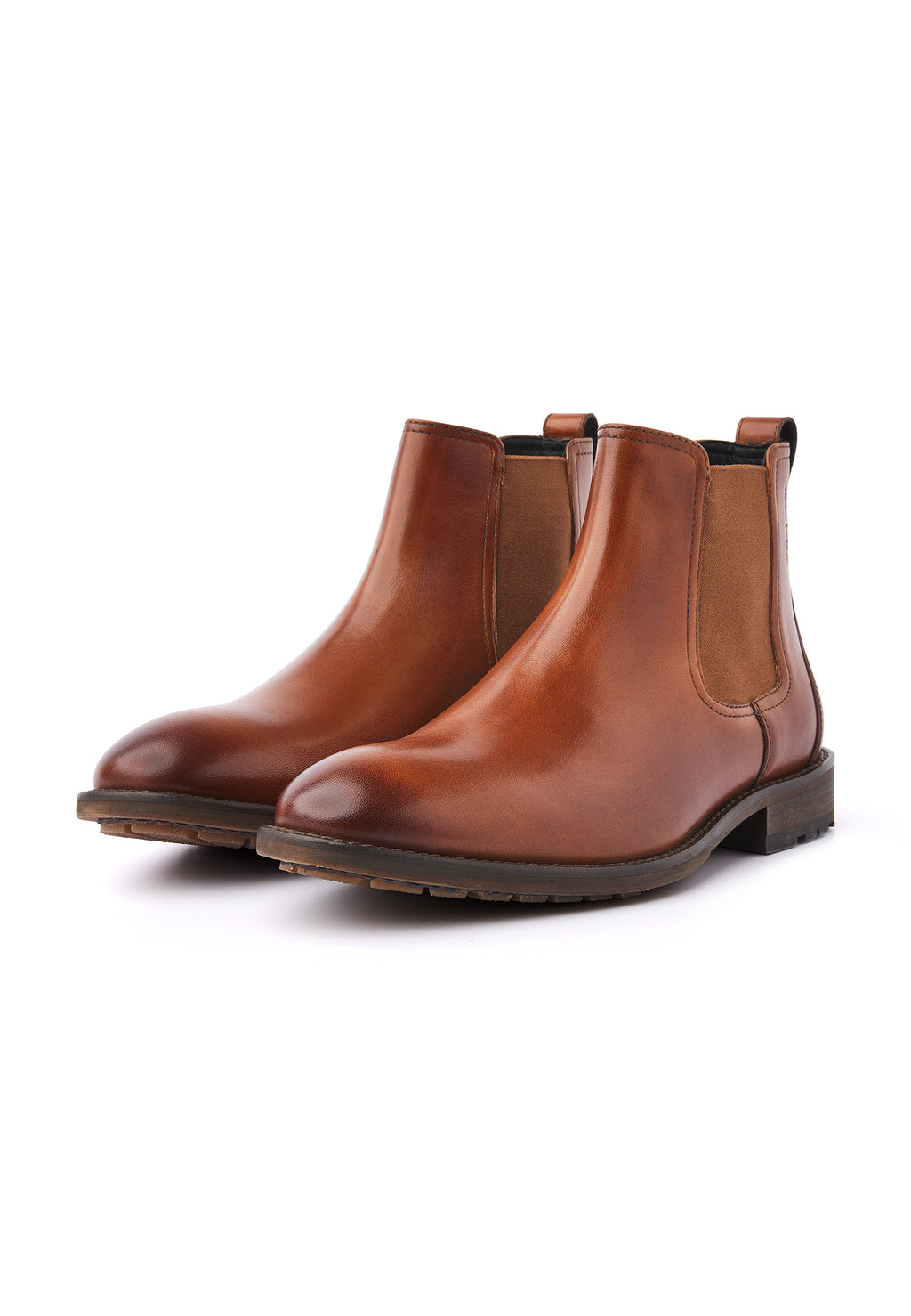 Cognac gladleren Montana chelsea boot