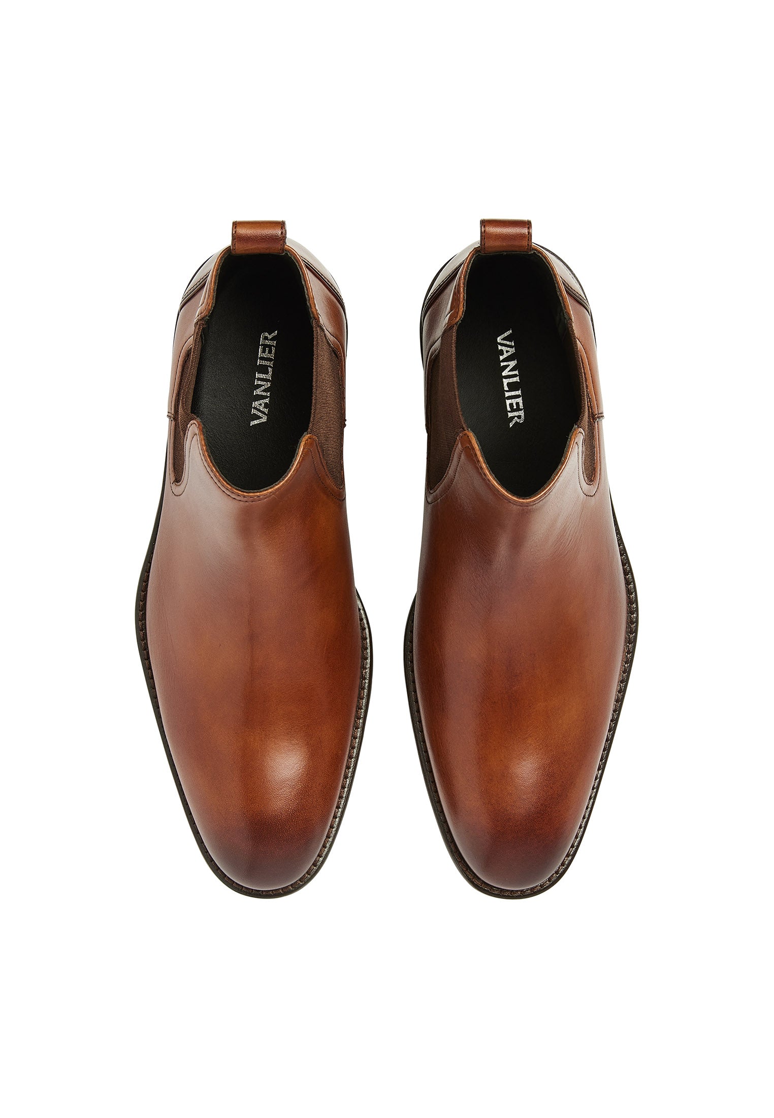 Cognac gladleren Montana chelsea boot