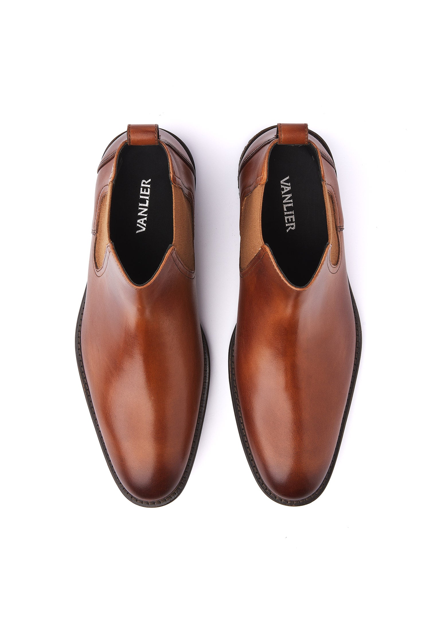Cognac gladleren Montana chelsea boot