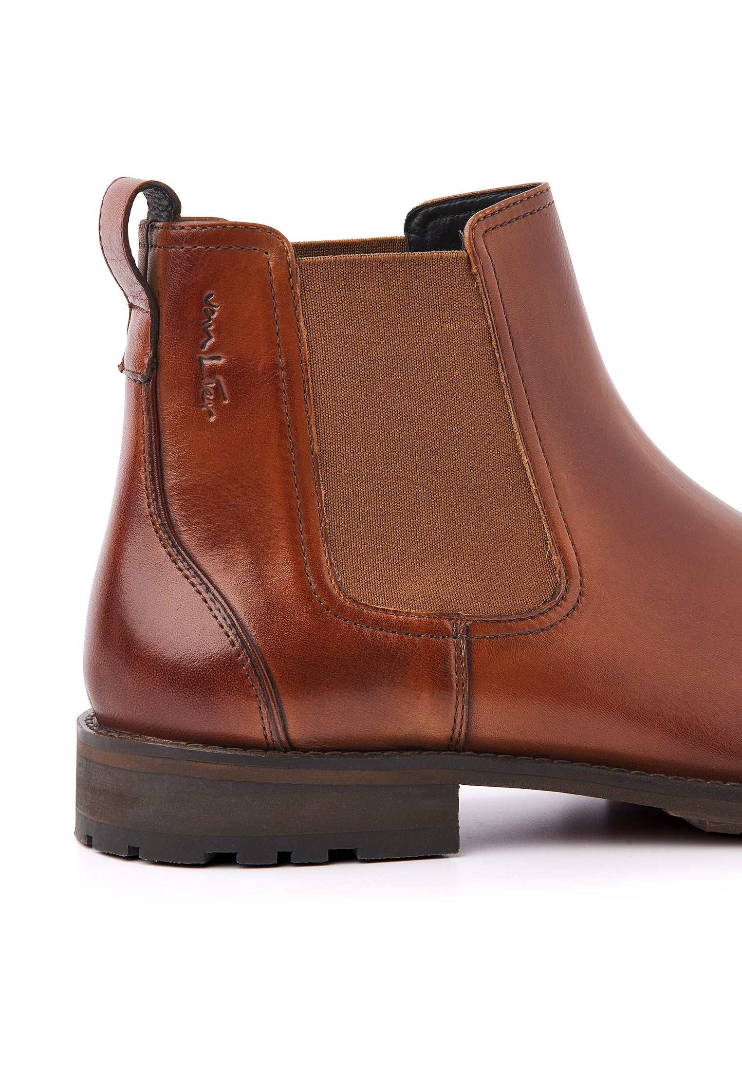 Cognac gladleren Montana chelsea boot