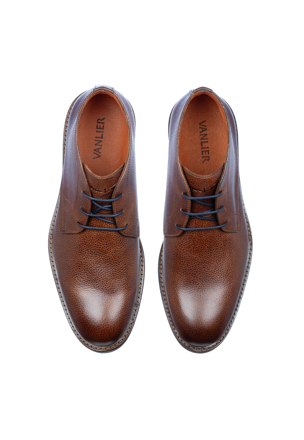 Licht cognac gladleren Rigi halfhoge veterschoen