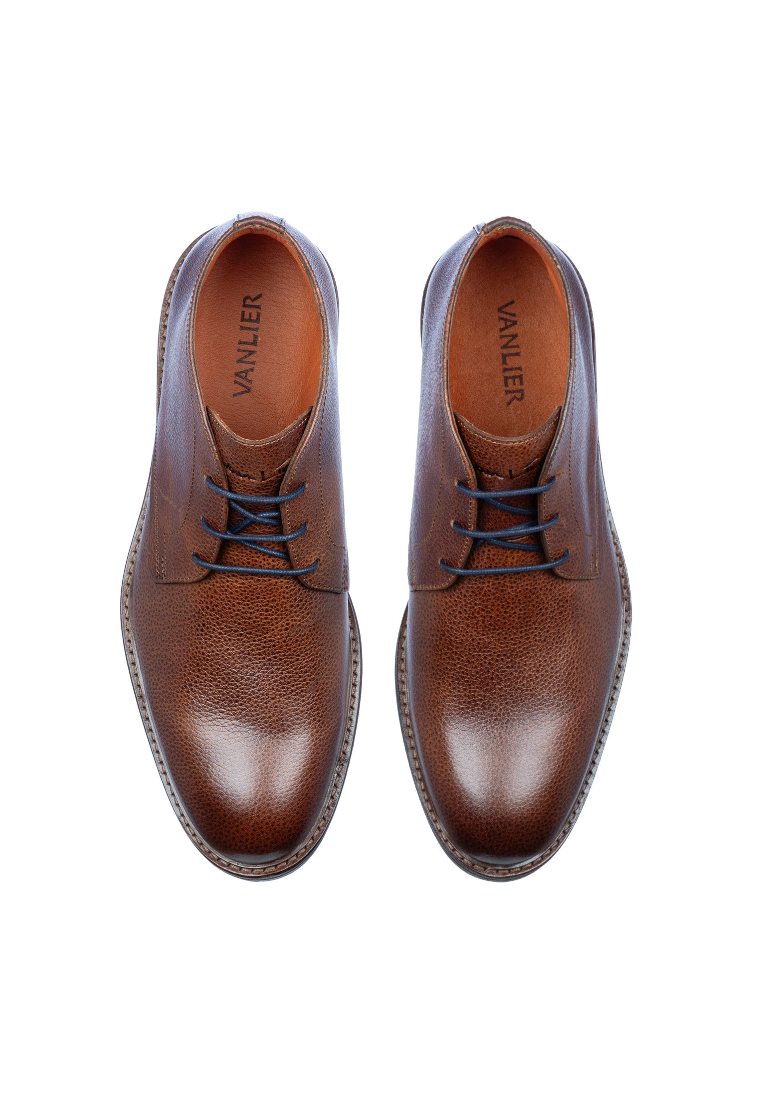 Licht cognac gladleren Rigi halfhoge veterschoen