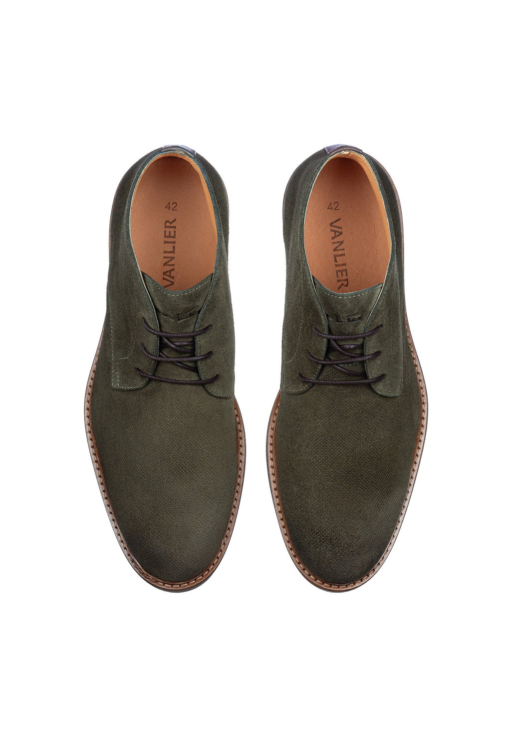 Grijs groen suède Rigi halfhoge veterschoen