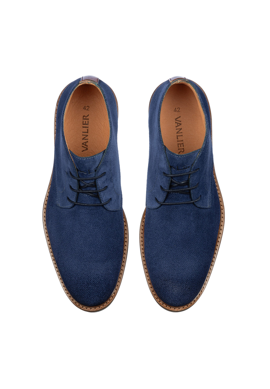 Blauw suède Rigi halfhoge veterschoen