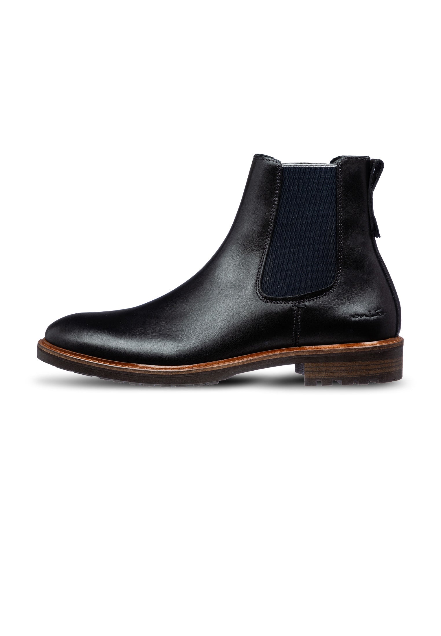 Zwart gladleren Rigi Chelsea boot
