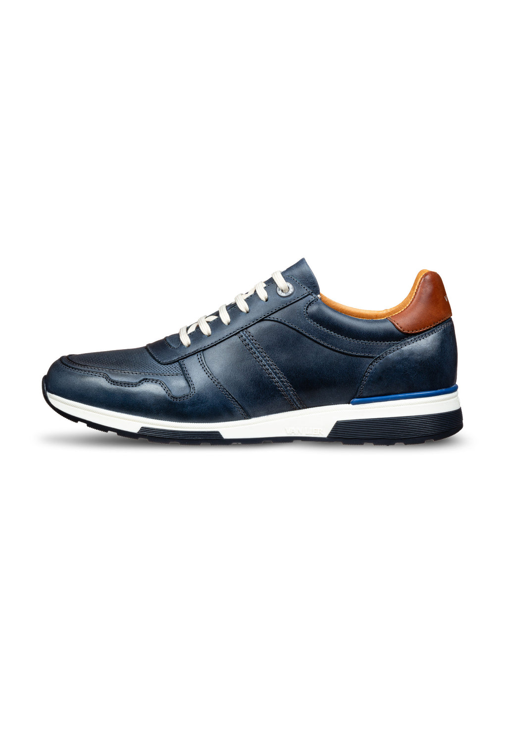 Blauw gladleren Positano sneaker