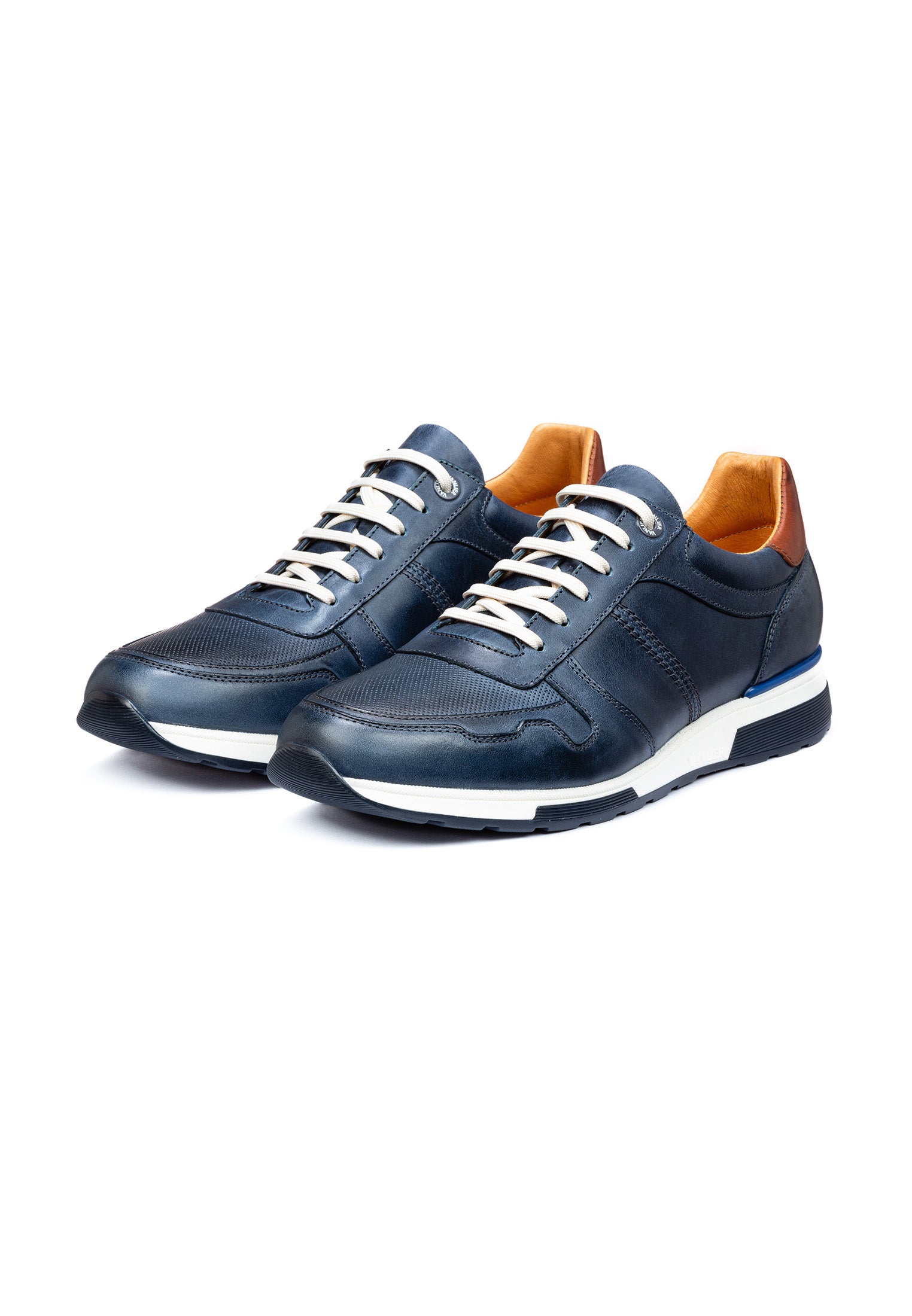 Blauw gladleren Positano sneaker