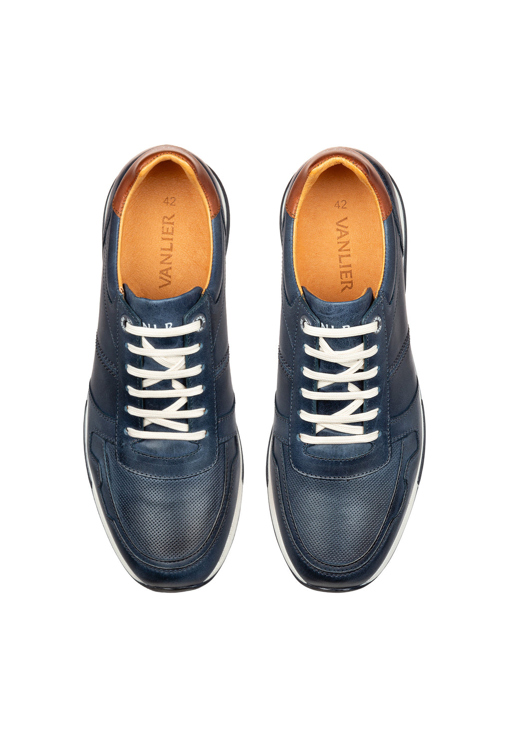 Blauw gladleren Positano sneaker