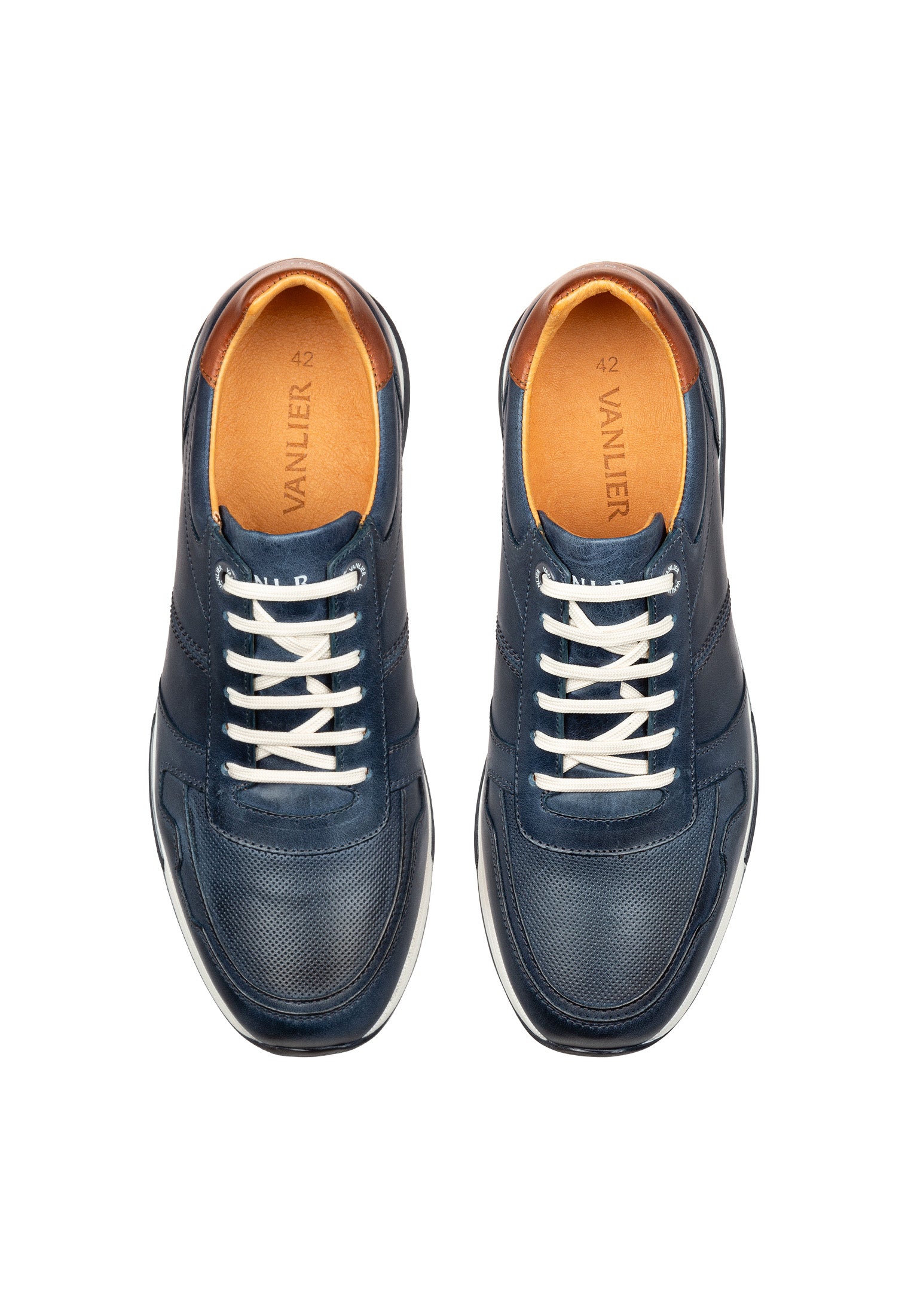 Blauw gladleren Positano sneaker
