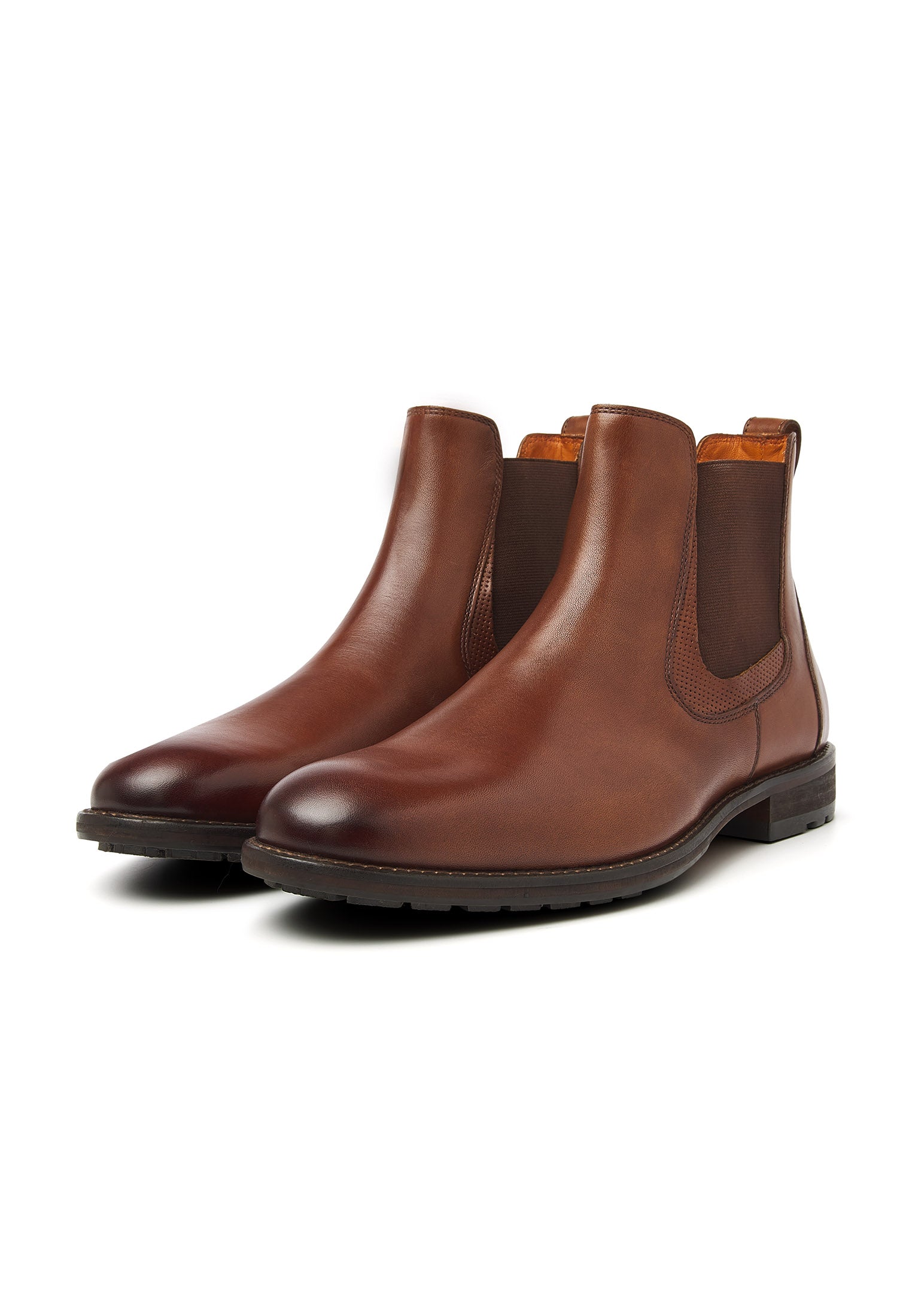 Cognac gladleren Henry chelsea boot