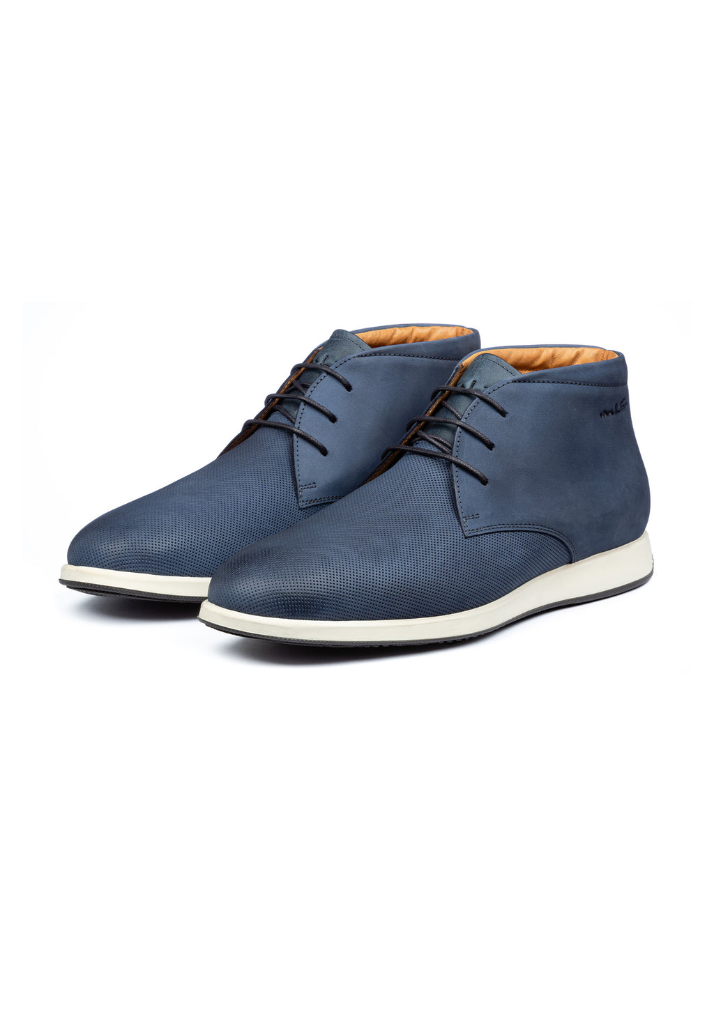 Blauw nubuck Ticino halfhoge veterschoen