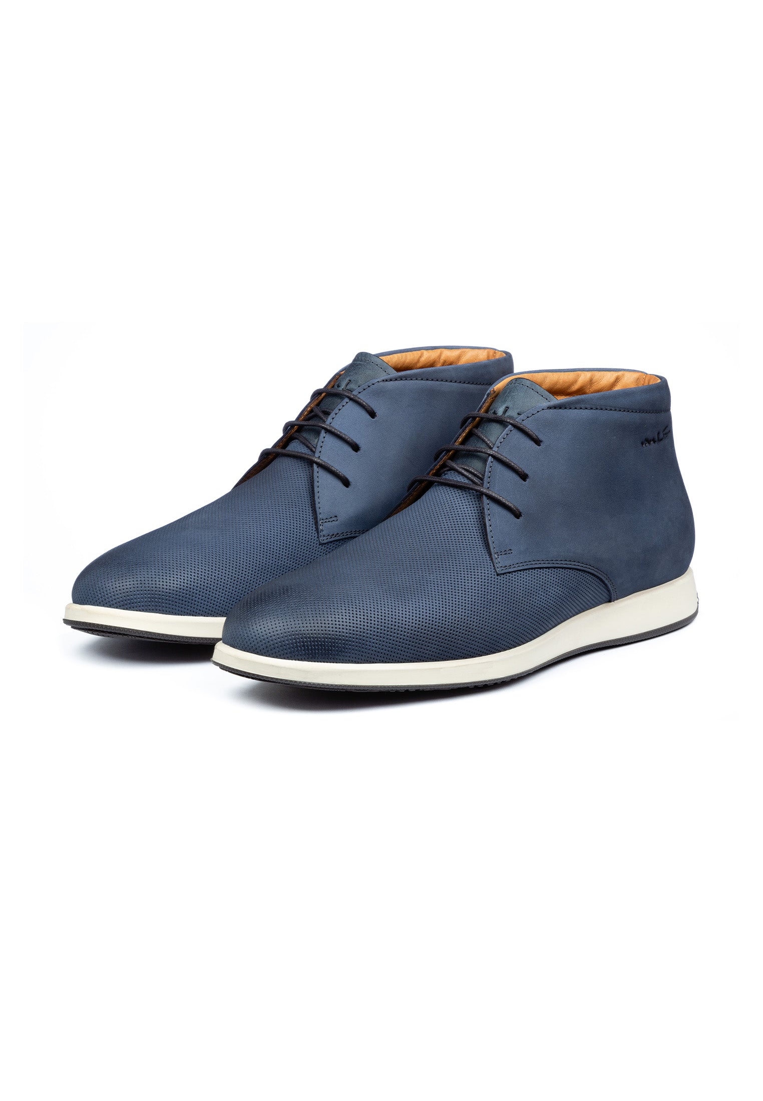 Blauw nubuck Ticino halfhoge veterschoen