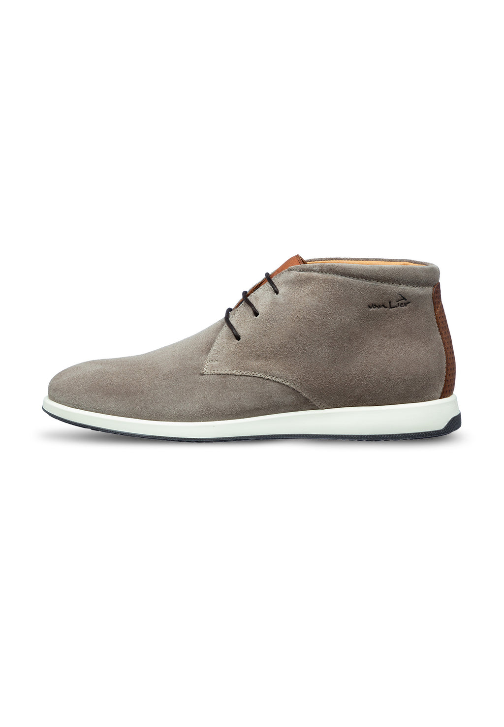 Taupe suede Ticino mid-top lace-up shoe