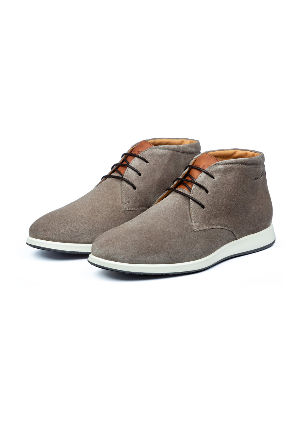 Taupe suede Ticino mid-top lace-up shoe