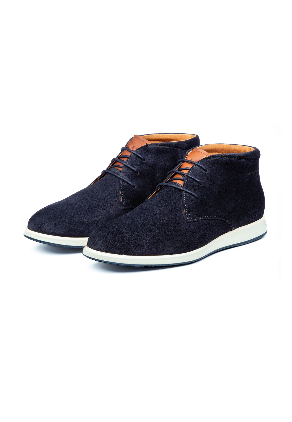 Navy blauw suède Ticino halfhoge veterschoen