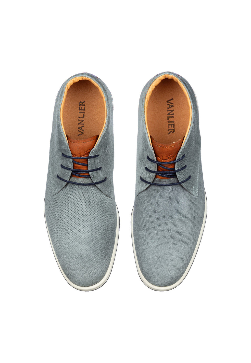 Grijs blauw suède Ticino halfhoge veterschoen