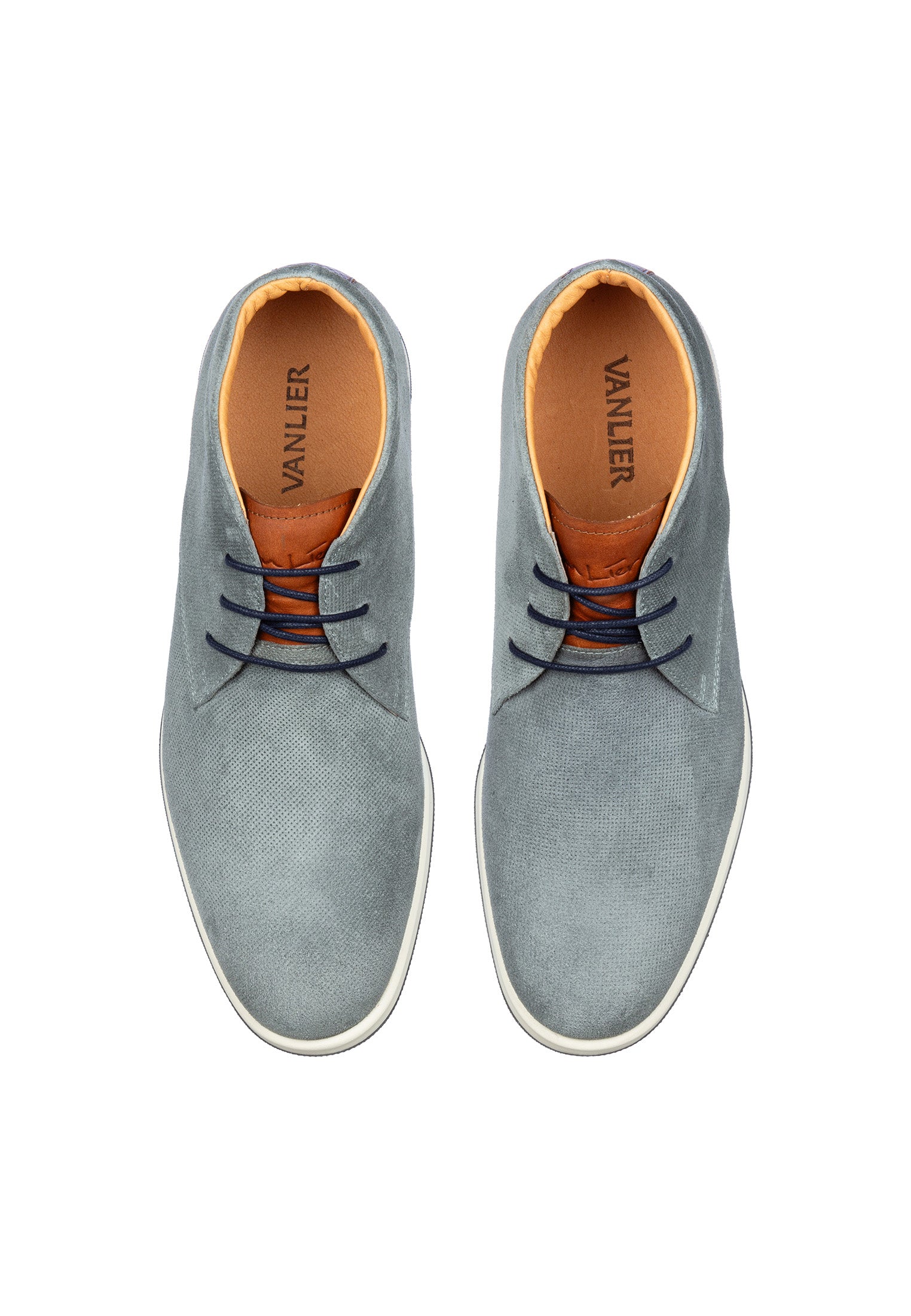 Grijs blauw suède Ticino halfhoge veterschoen