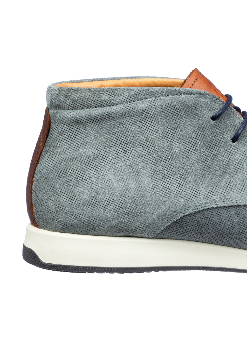 Grijs blauw suède Ticino halfhoge veterschoen