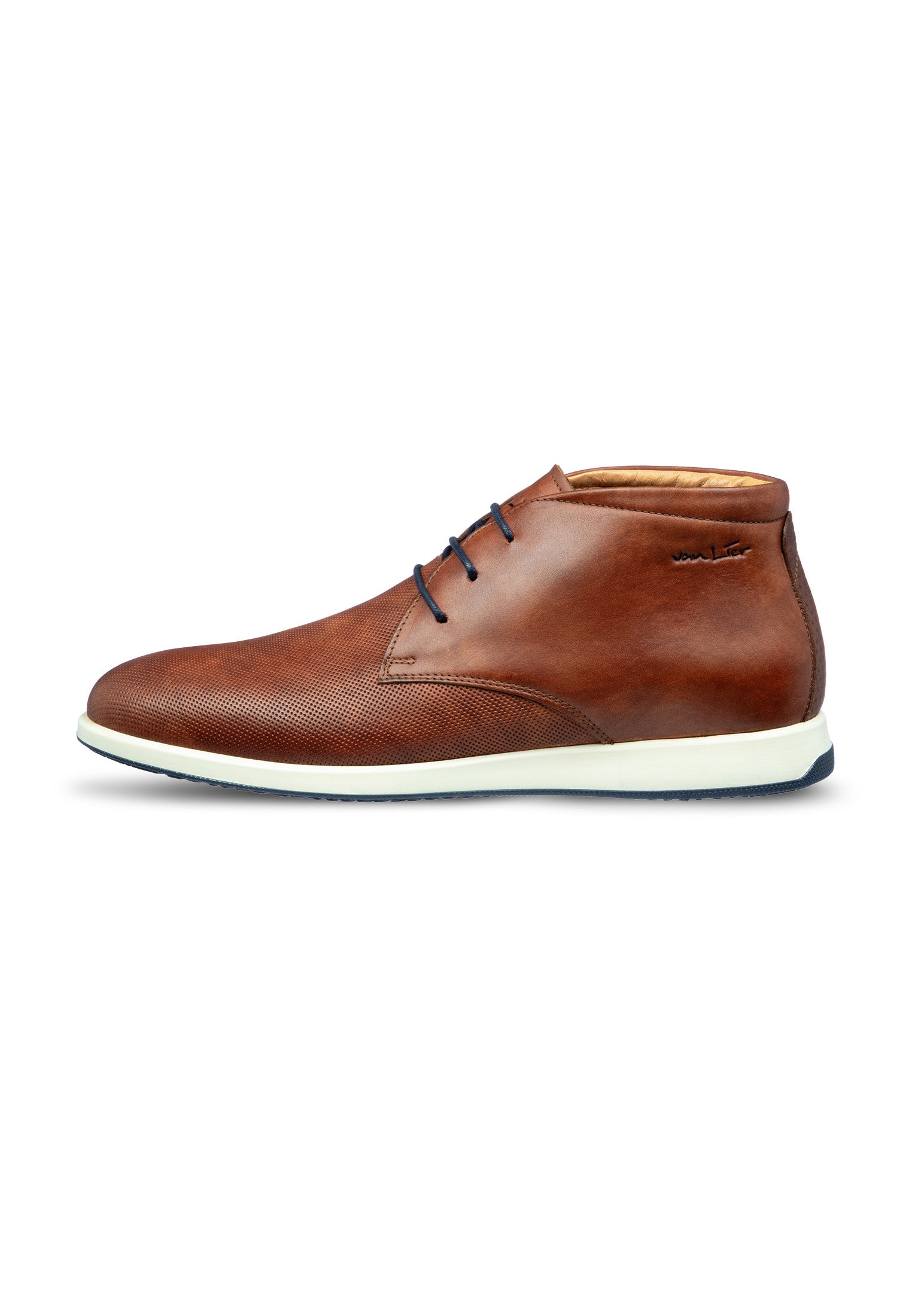 Cognac smooth leather Ticino mid-top lace-up shoe