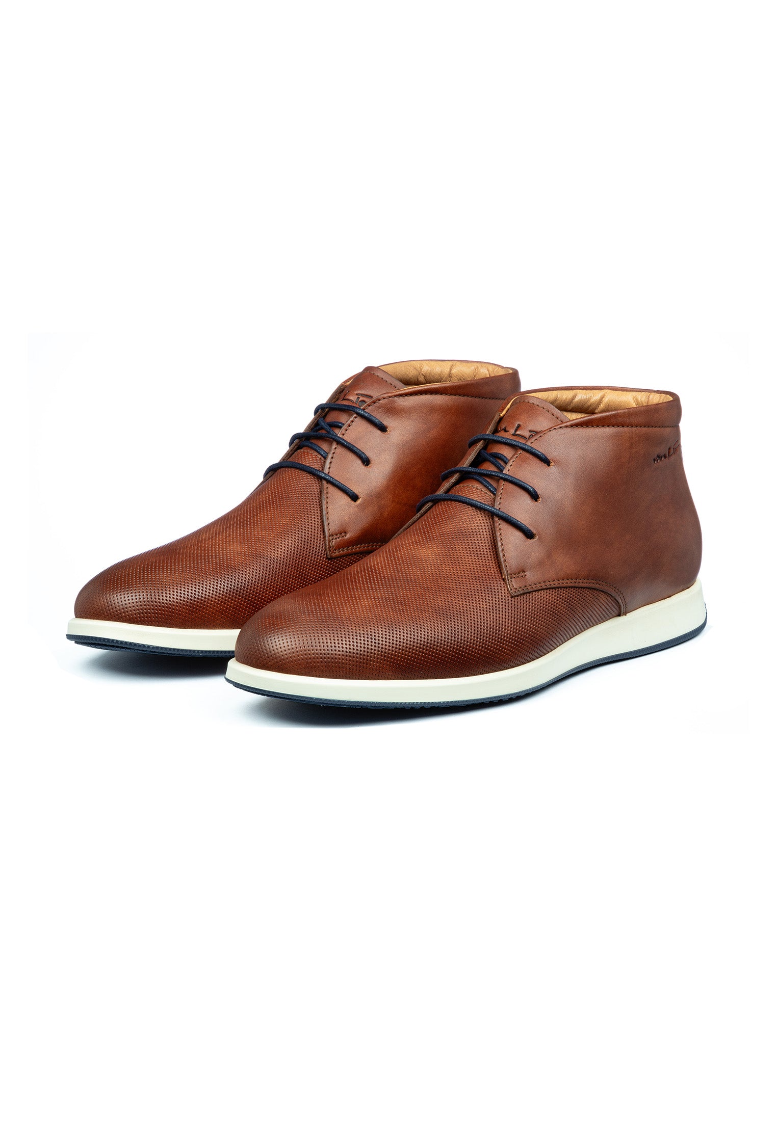 Cognac smooth leather Ticino mid-top lace-up shoe