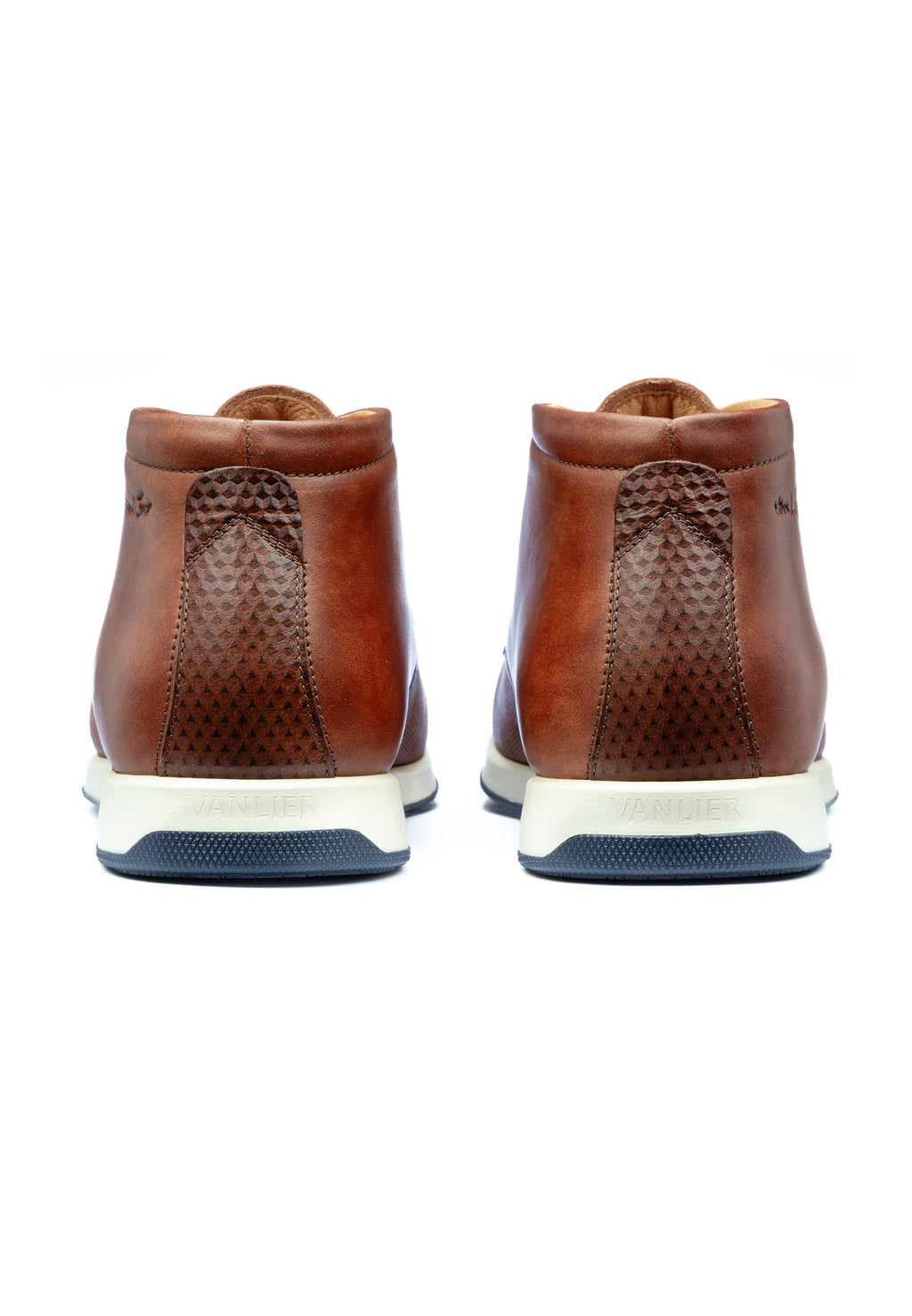 Cognac smooth leather Ticino mid-top lace-up shoe