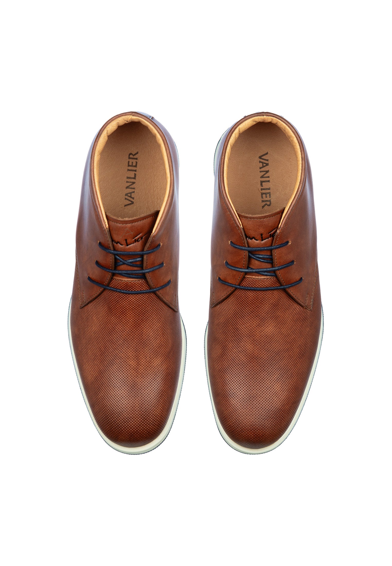 Cognac smooth leather Ticino mid-top lace-up shoe