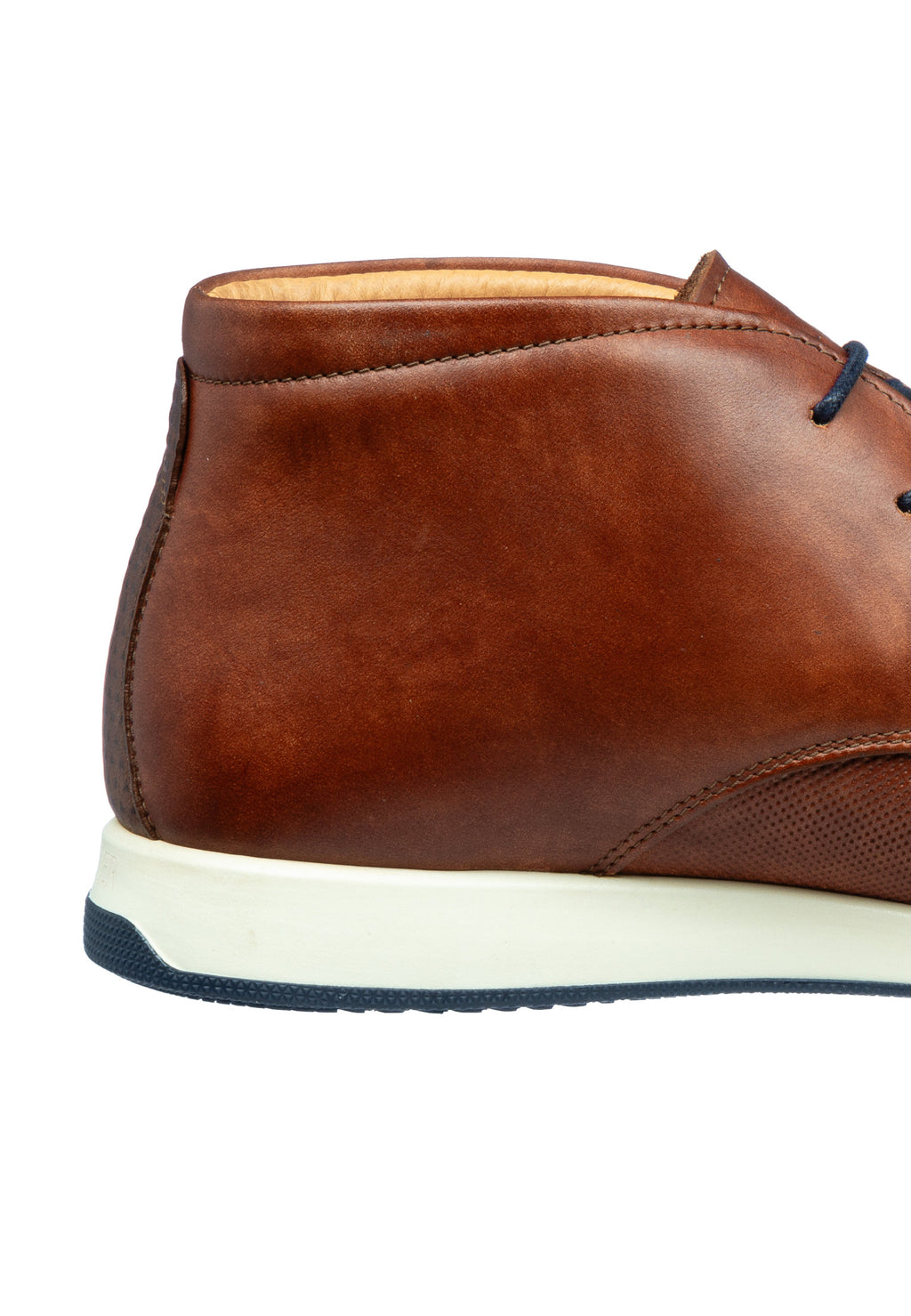 Cognac smooth leather Ticino mid-top lace-up shoe