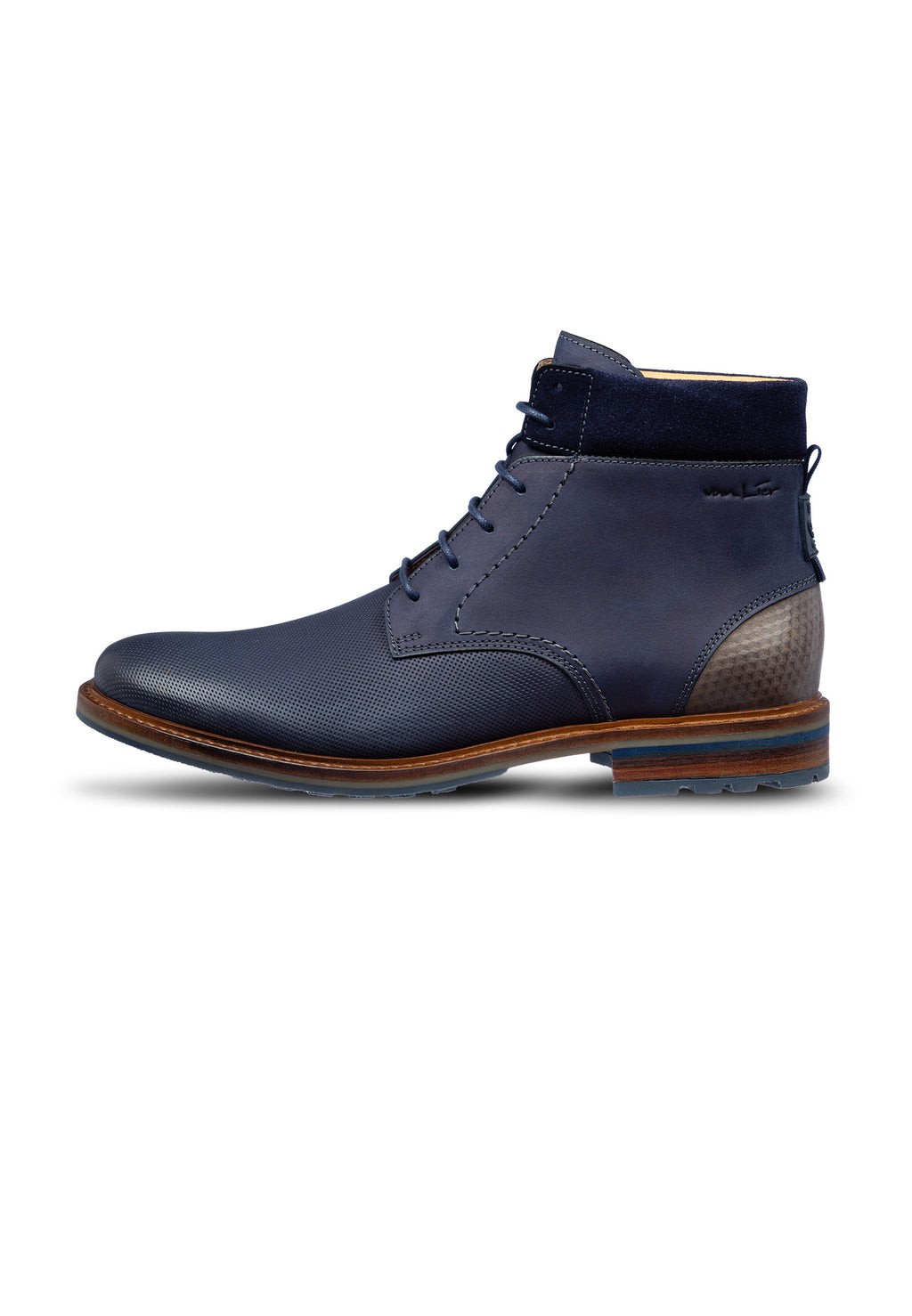 Navy nubuck Monti halfhoge veterschoen