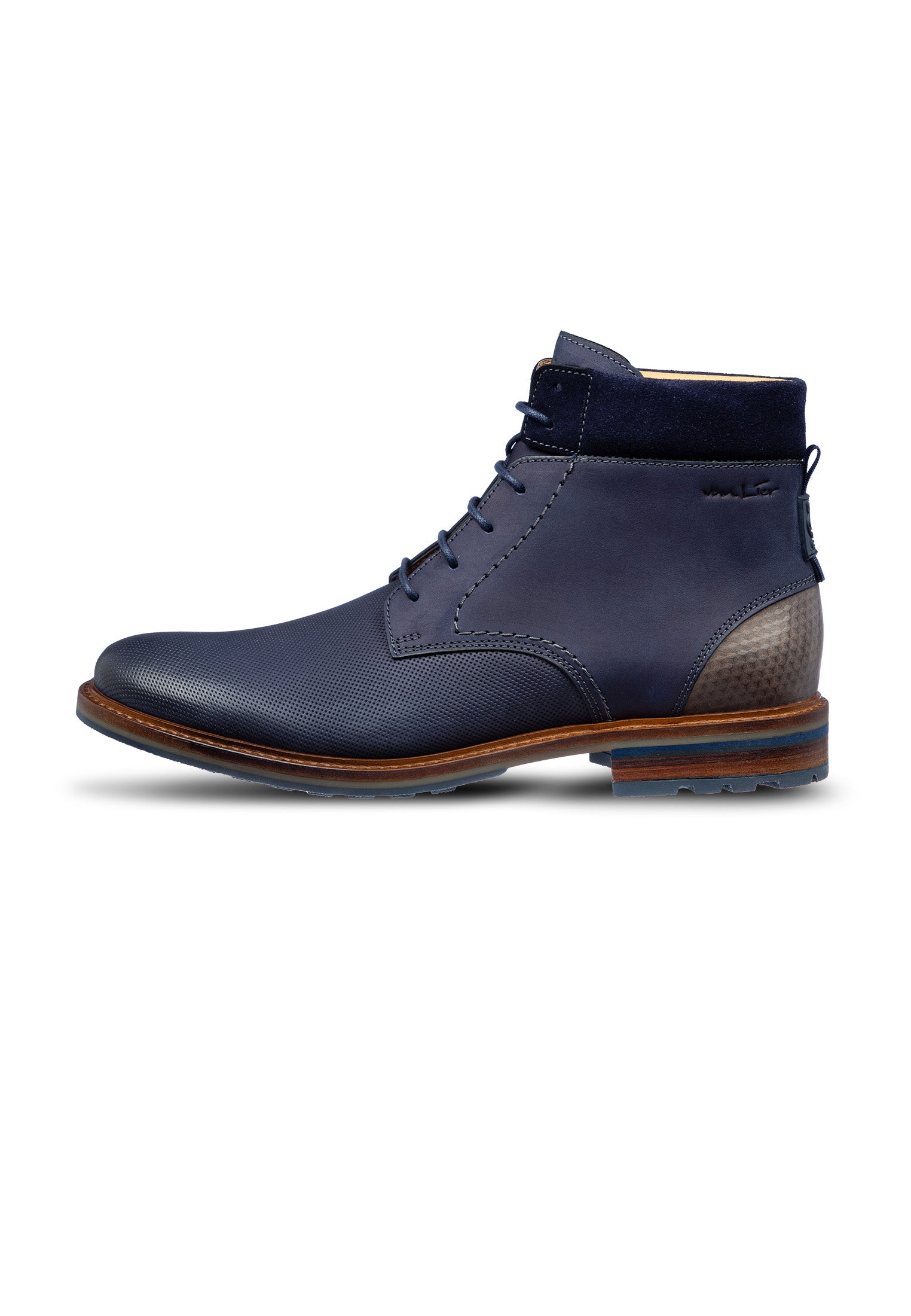 Navy nubuck Monti halfhoge veterschoen