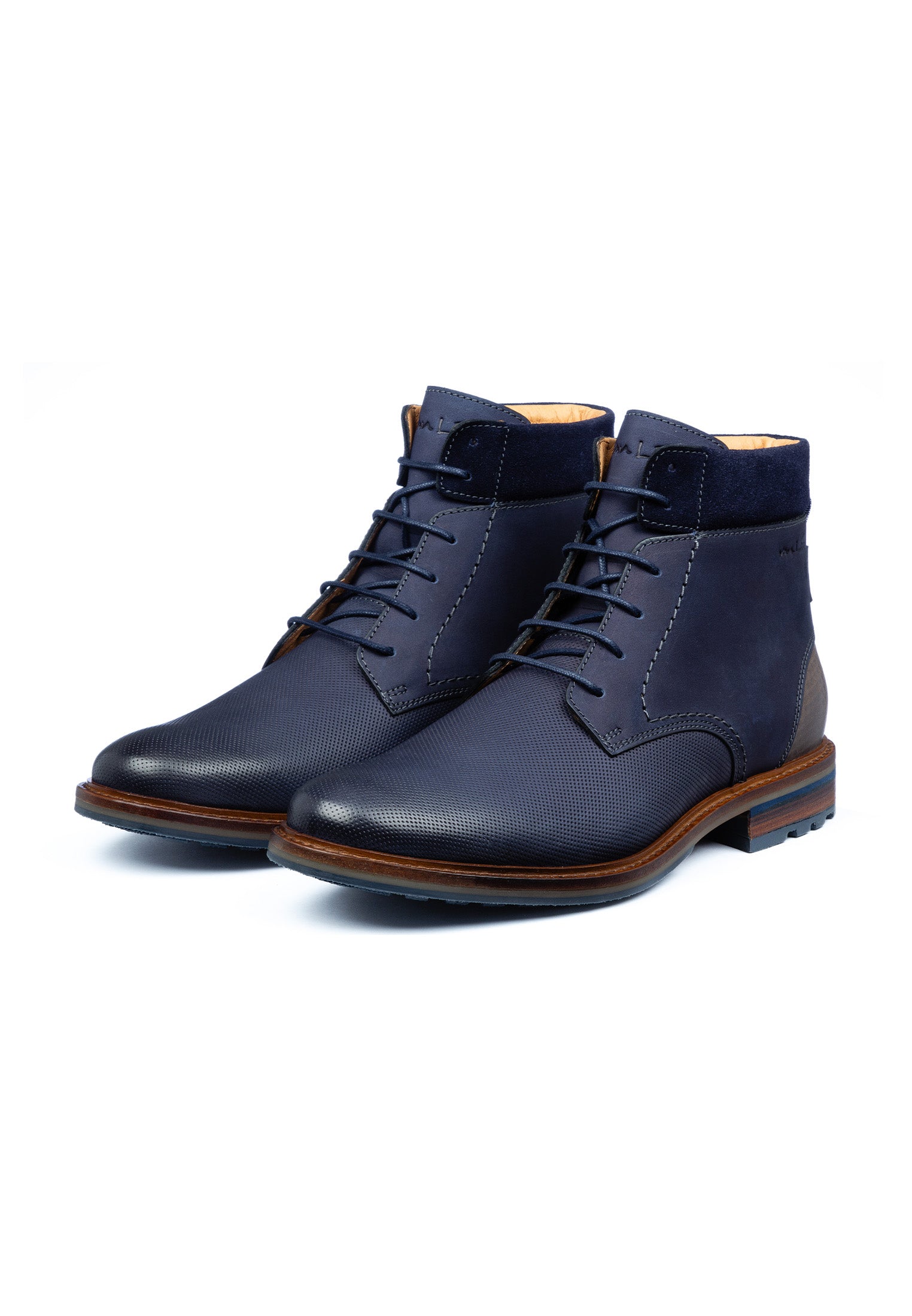 Navy nubuck Monti halfhoge veterschoen