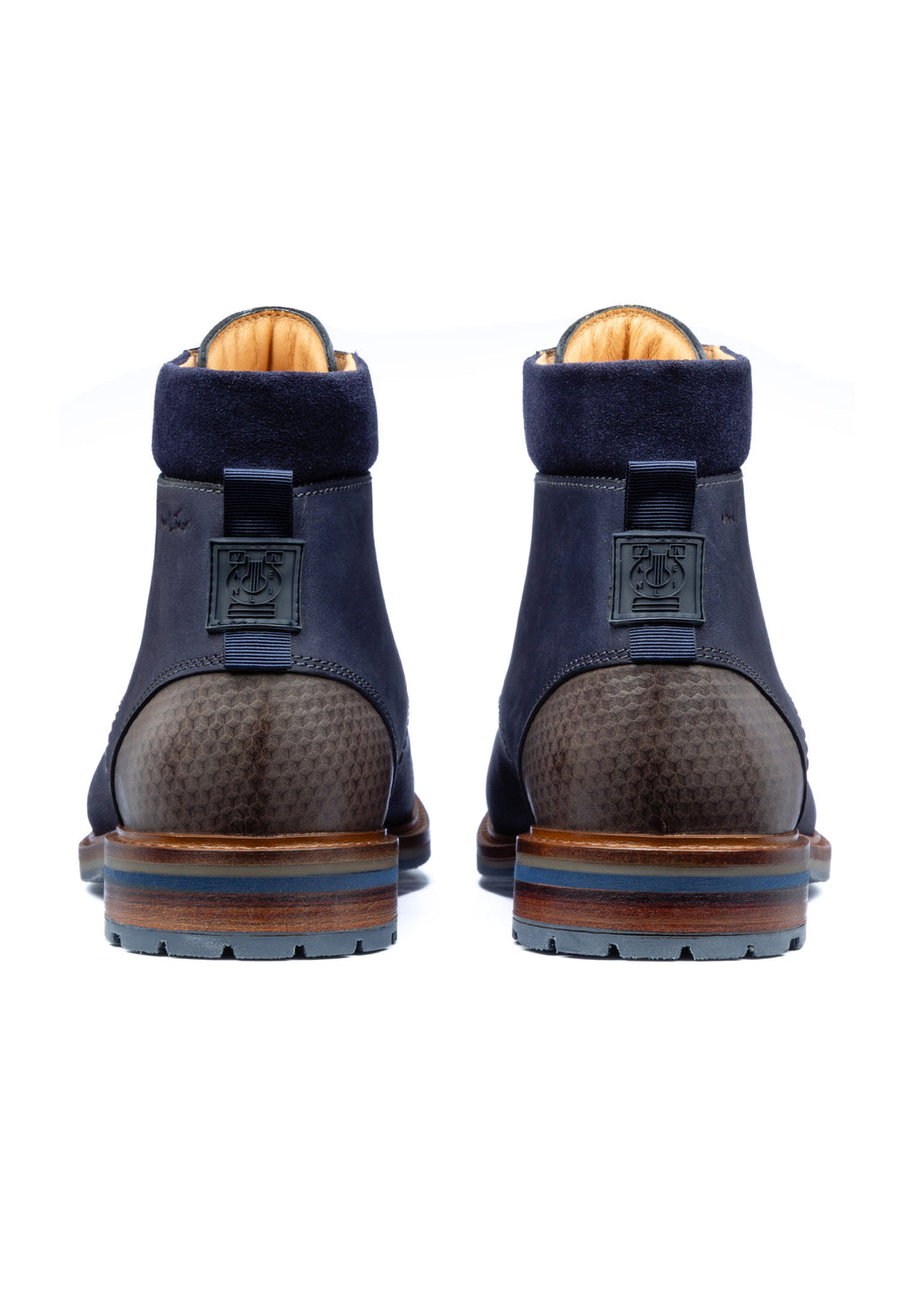 Navy nubuck Monti halfhoge veterschoen