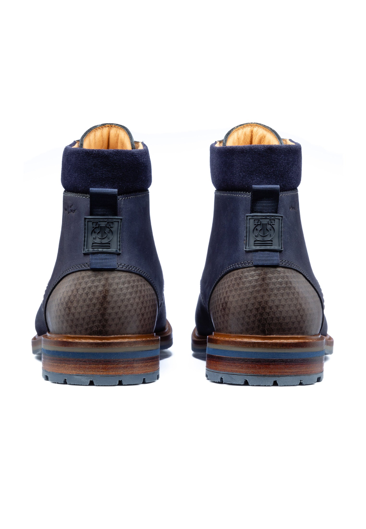 Navy nubuck Monti halfhoge veterschoen