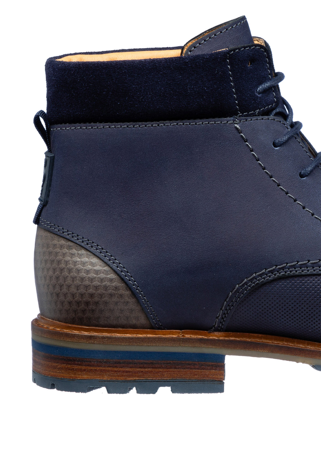 Navy nubuck Monti halfhoge veterschoen