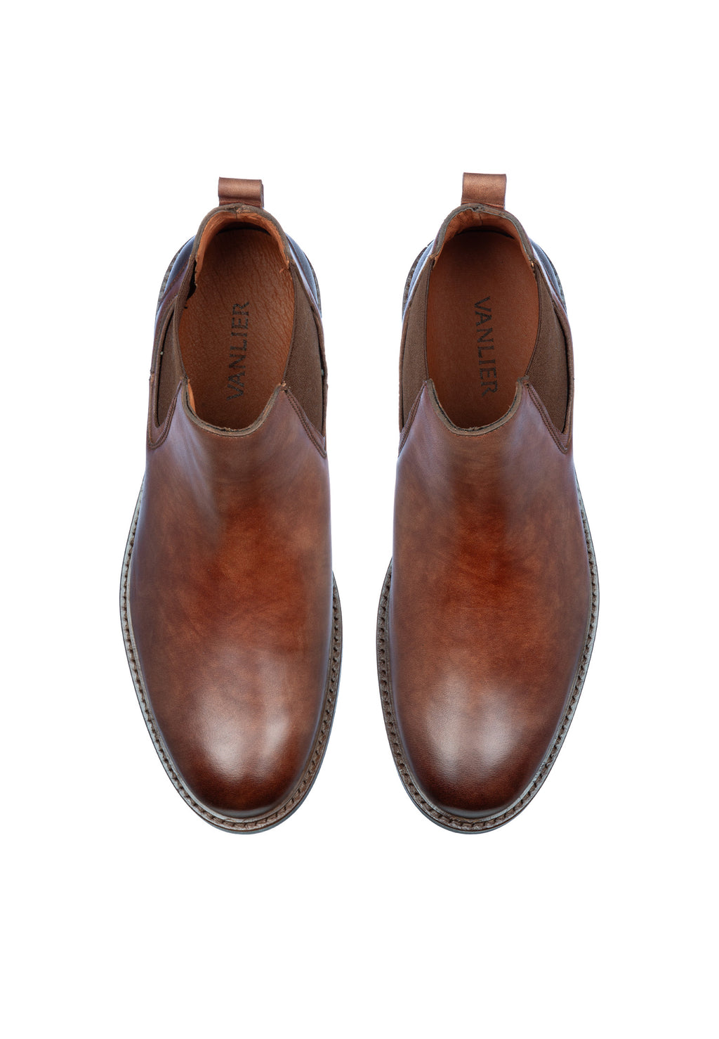 Licht cognac gladleren Monti chelsea boot
