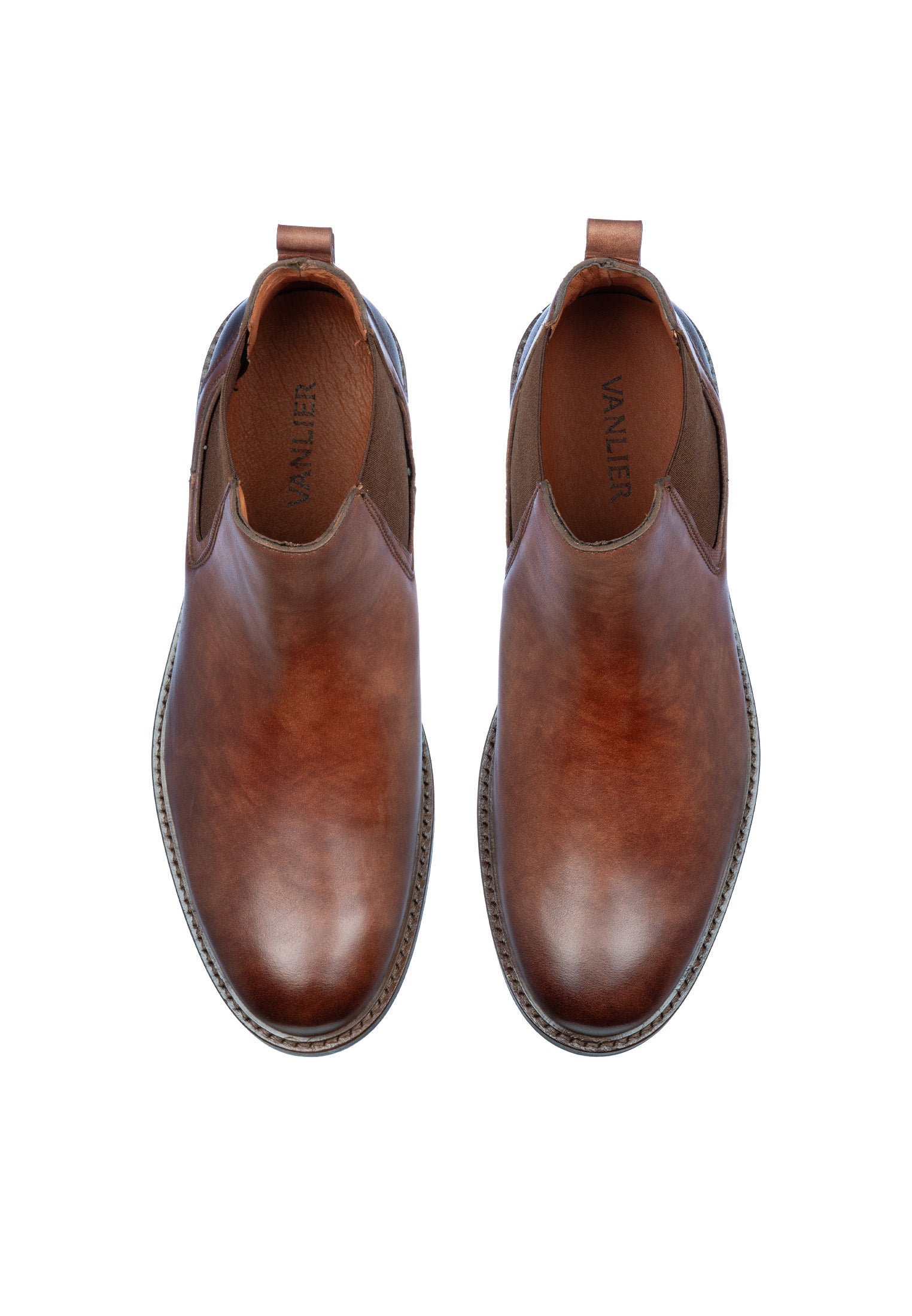 Licht cognac gladleren Monti chelsea boot