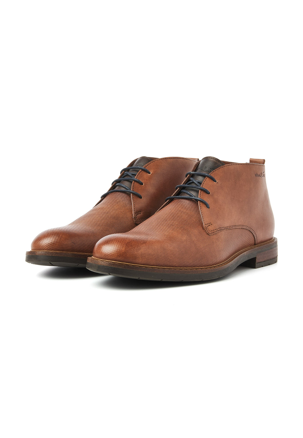 Cognac gladleren Boston boot