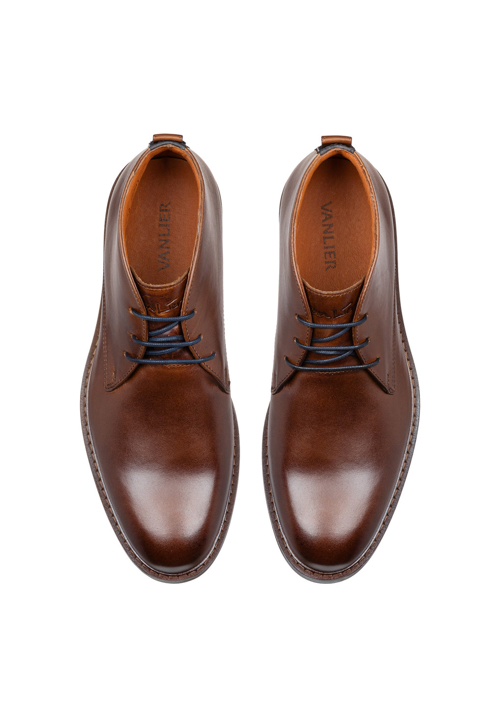 Cognac gladleren Boston boot
